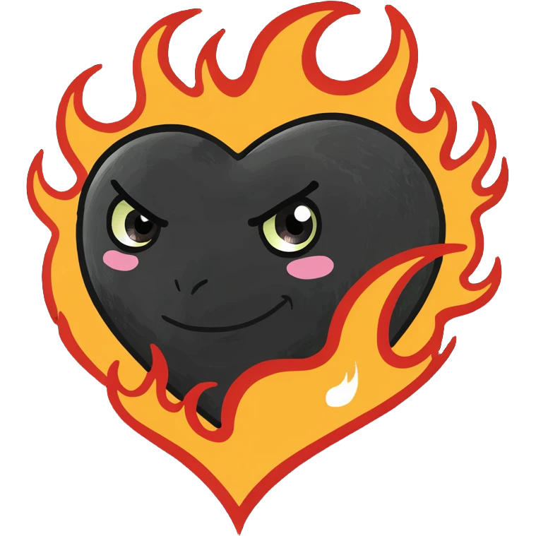 Black heart with flames emoji