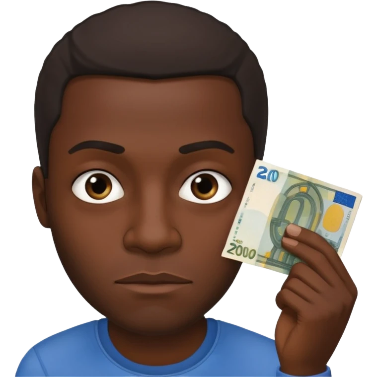 create a blackman holding 20 euro bill and looking like a villian emoji