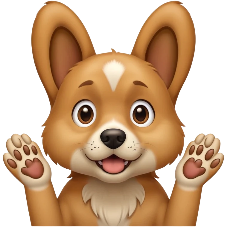 dog with hands out in front of face in a surprised pose emoji