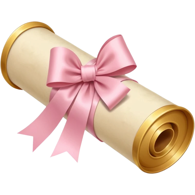 rolled up diploma tied with a light pink bow emoji