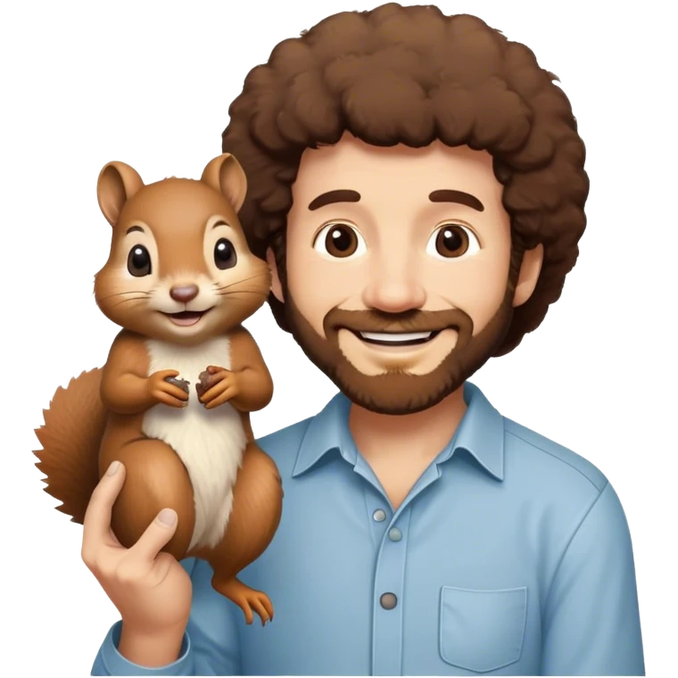 Bob Ross holding a squirrel emoji
