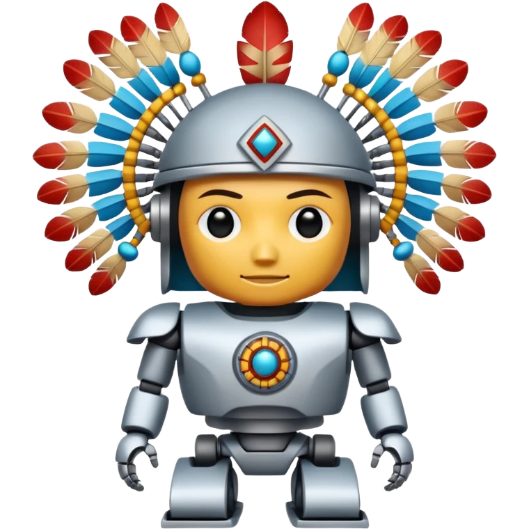 Full Robotic figure wearing native American regalia emoji