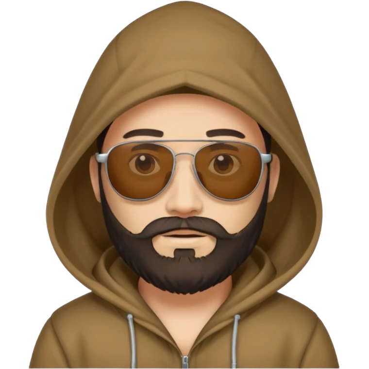hooded people with beared with sunglass emoji