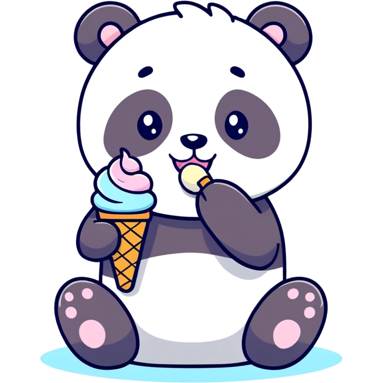 Panda eating ice cream emoji