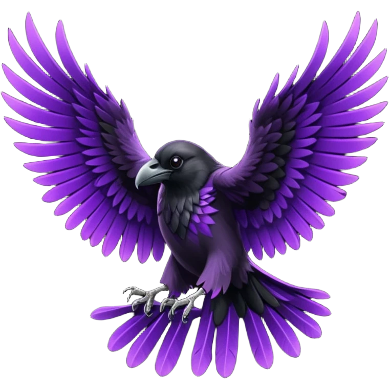 Black  and purple realistic Raven wings, wings only emoji