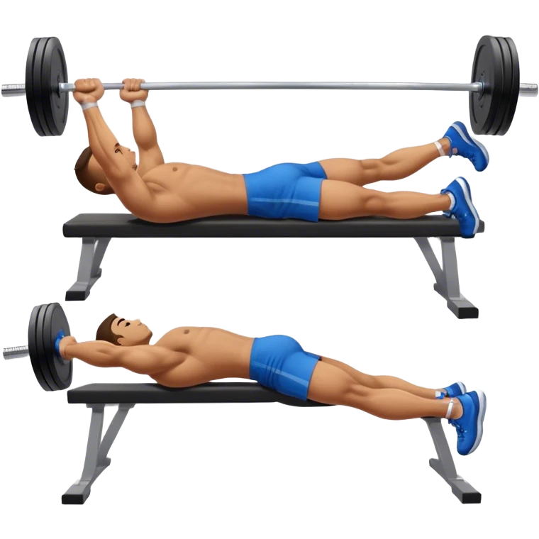 side-view man lying down barbell glute-bridges emoji