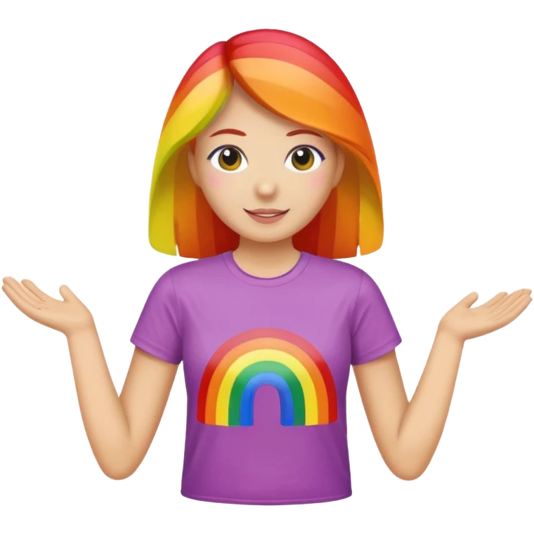 woman with rainbow colored t shirt emoji