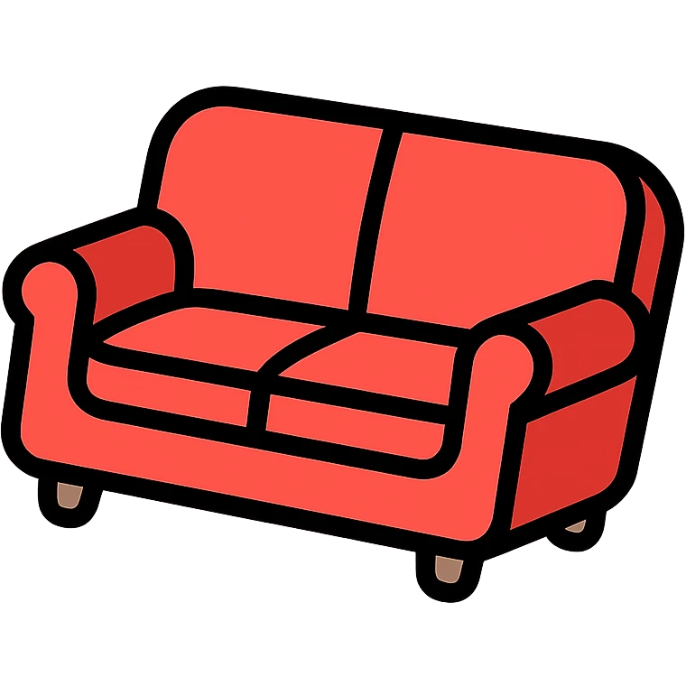 red sofa 3/4 inclined angle emoji