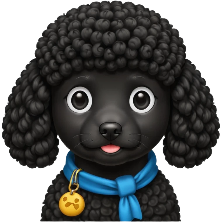 black poodle, round face emoji