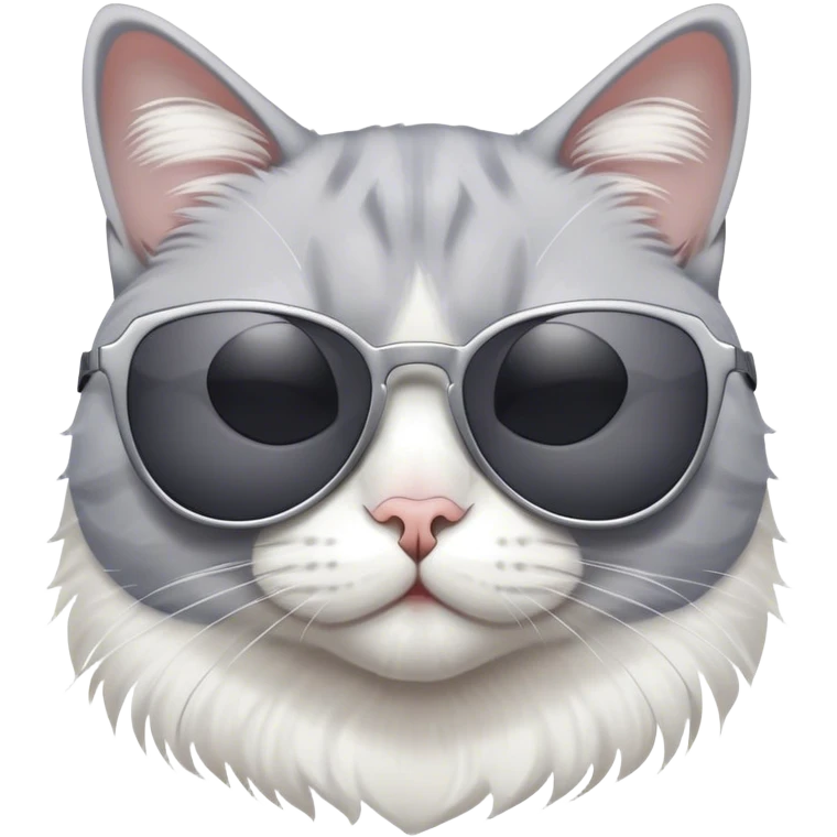 Grey and white cat with sunglasses  emoji