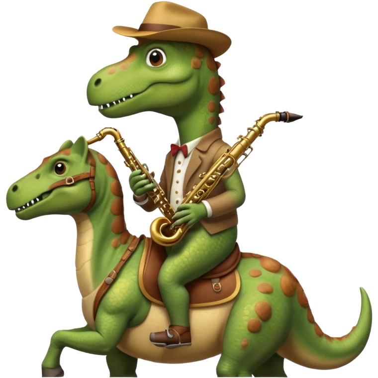 Dino with a Saxophon on a horse  emoji