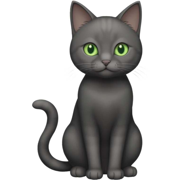 full body solid dark grey cat with green eyes, white paws and white whiskers emoji