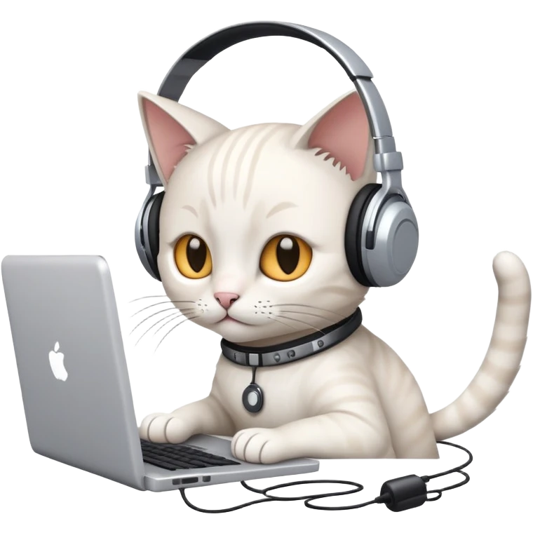 cat with headphones coding on computer emoji