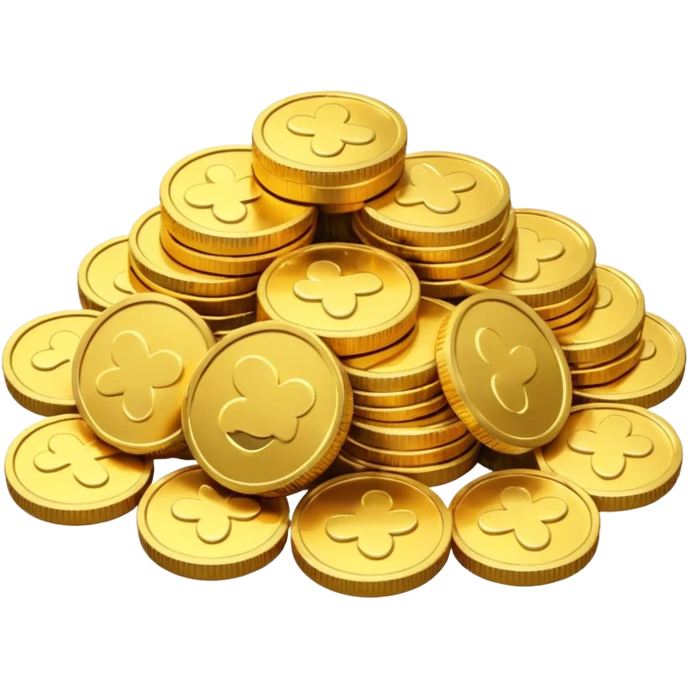 small pile of gold coins, 3D emoji style, shiny gold, no symbols, no text,  emoji