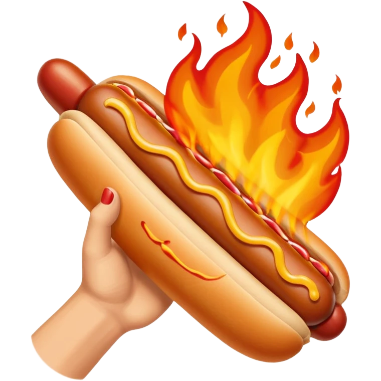 Hand Holding a Flaming Hotdog emoji