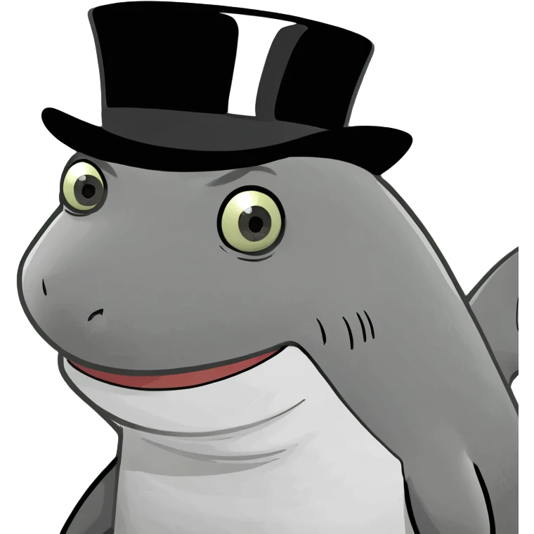 Shark with a top hat emoji