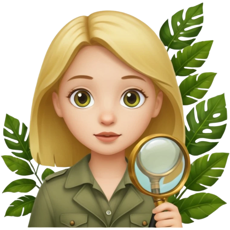 a girl with jungle and magnifying glass emoji