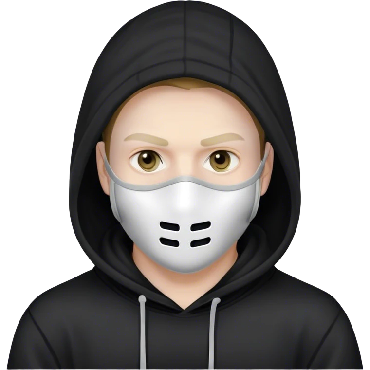 man with full face mask and black hoodie emoji