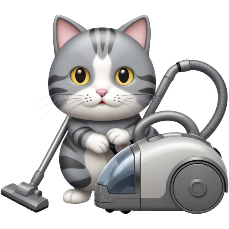 cat pushing vacuum cleaner emoji