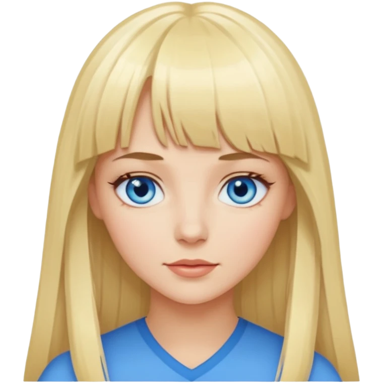 Beautiful barbie blonde with blue eyes and bangs long hair emoji