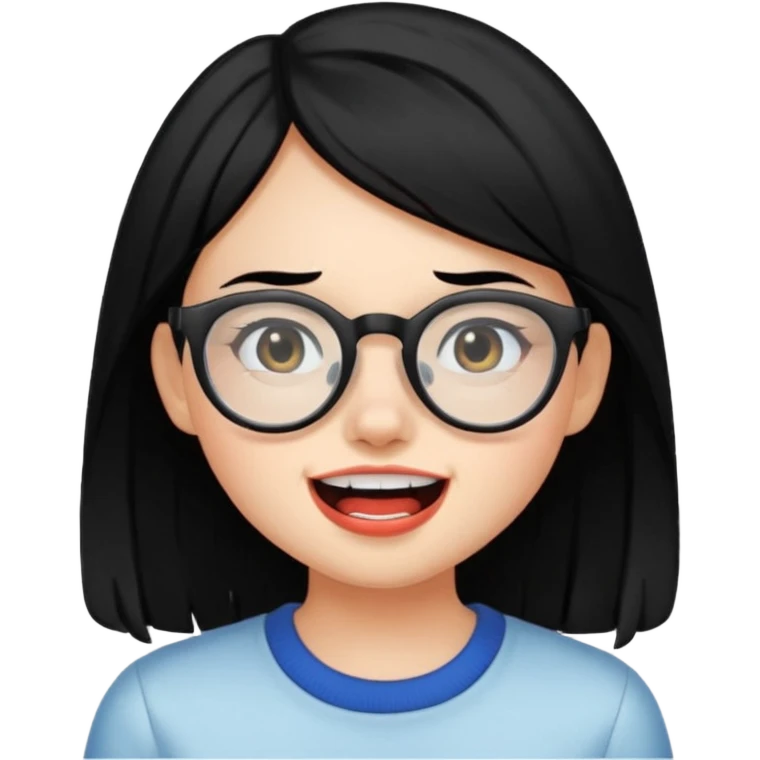 못생긴 여자 아이덧니도 있음 안경씀 검은색머리 비듬 단발아님 emoji