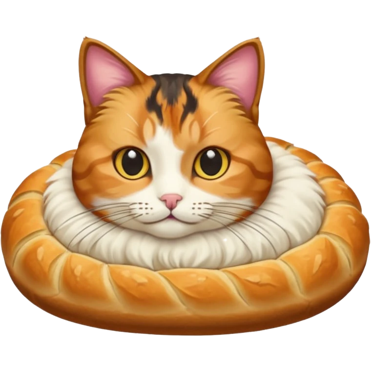 Calico cat as a bread loaf emoji