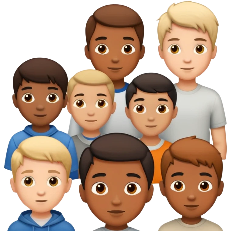 Seven boys standing together as a group emoji