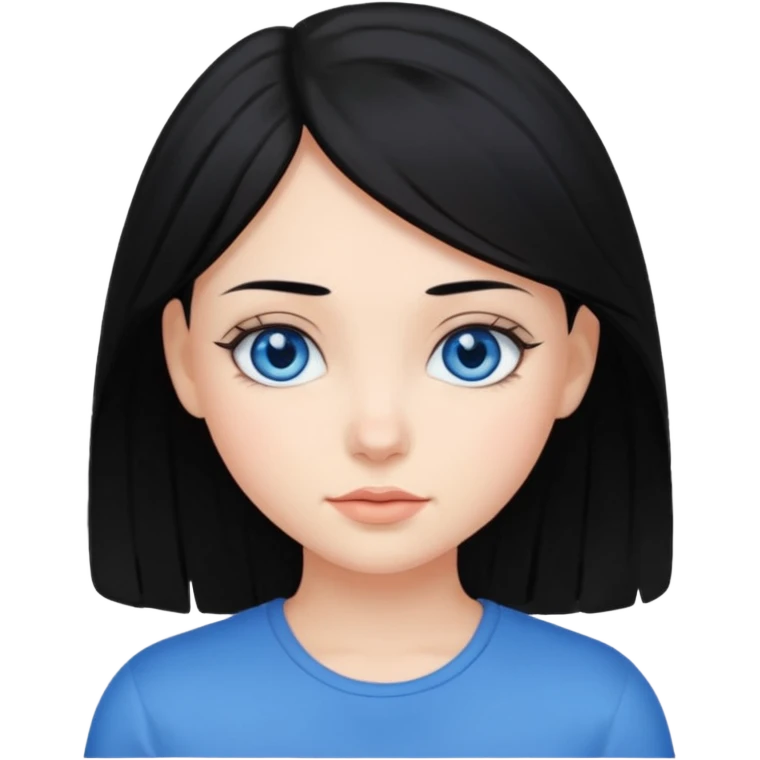 fille cheveux noir yeux bleu emoji