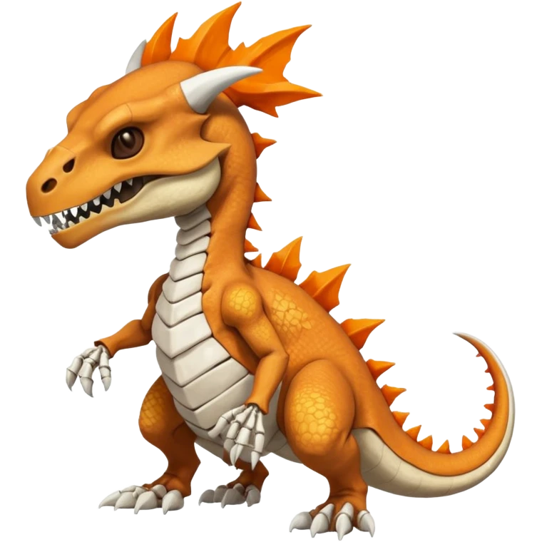 Skeletal white-Skull-mask-faced Cuzard-Cubone-Marowak-Charizard-Fakémon-Pokémon-Fusion, full body emoji