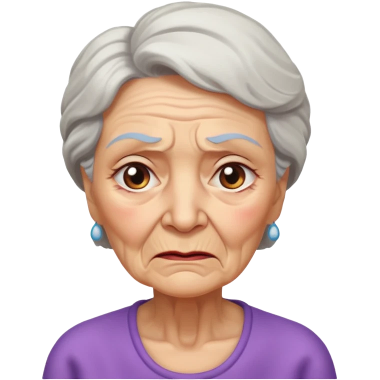 mulher idosa tentando nao fazer xixi com expressaõ de dor emoji