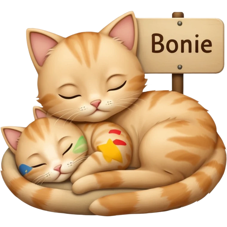Sleeping beige kitten avec un texte qui dit « Bonne nuit » emoji