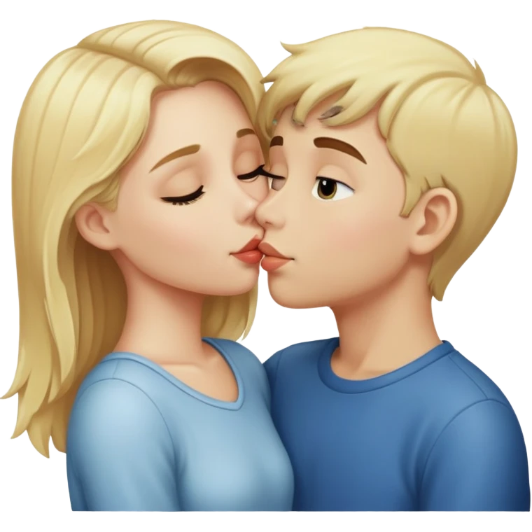 blond girl kissing a boys cheek emoji