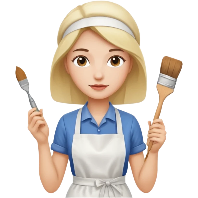 woman-artist in a white apron emoji