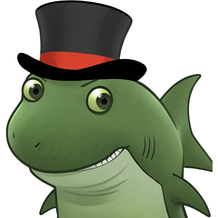 Shark with a top hat emoji