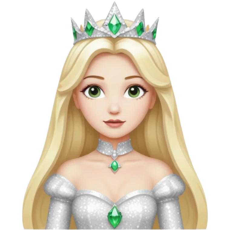 Th Good Witch from Oz with long blonde hair, white sequin outfit emoji