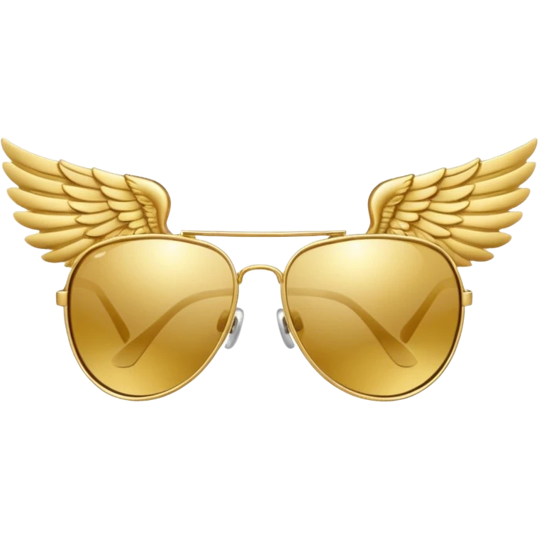 fancy gold  sunglasses with wings emoji