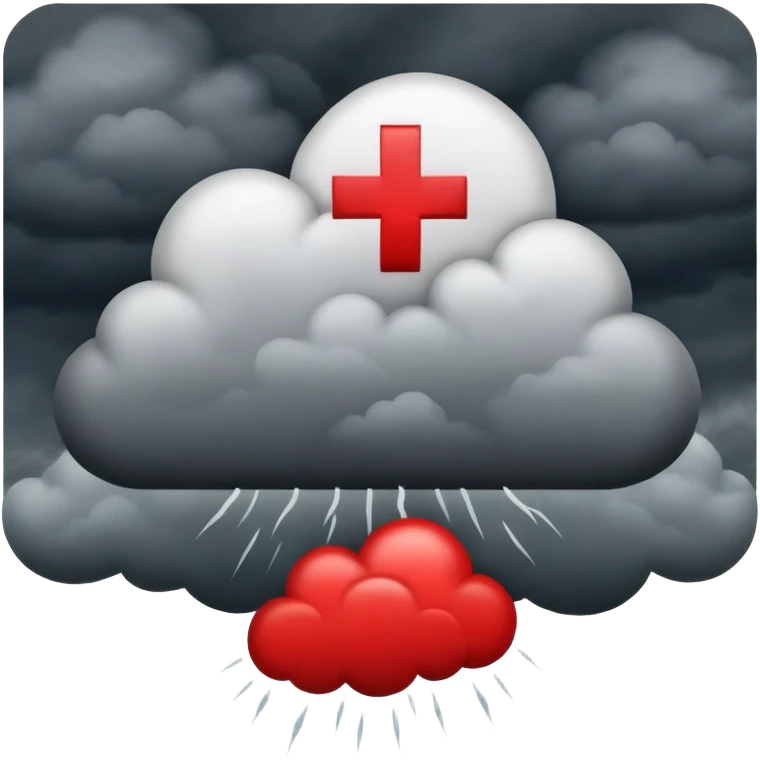 Red Cross symbol with dark storm cloud, representing negativity emoji
