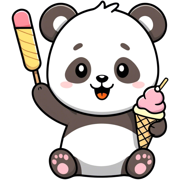 Panda eating ice cream emoji
