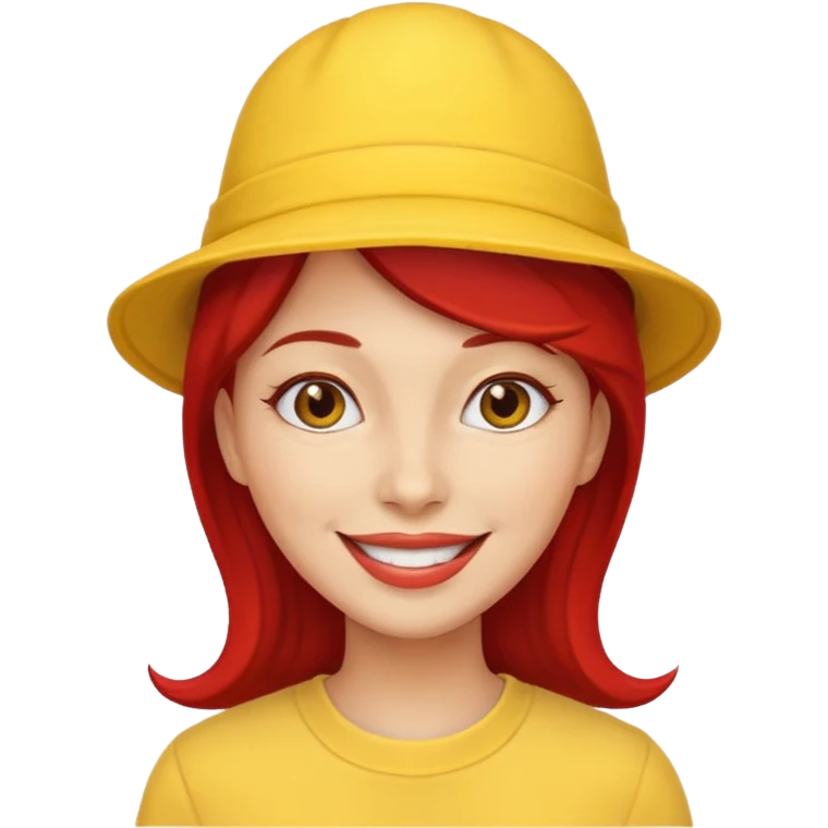 red woman with yellow hat emoji