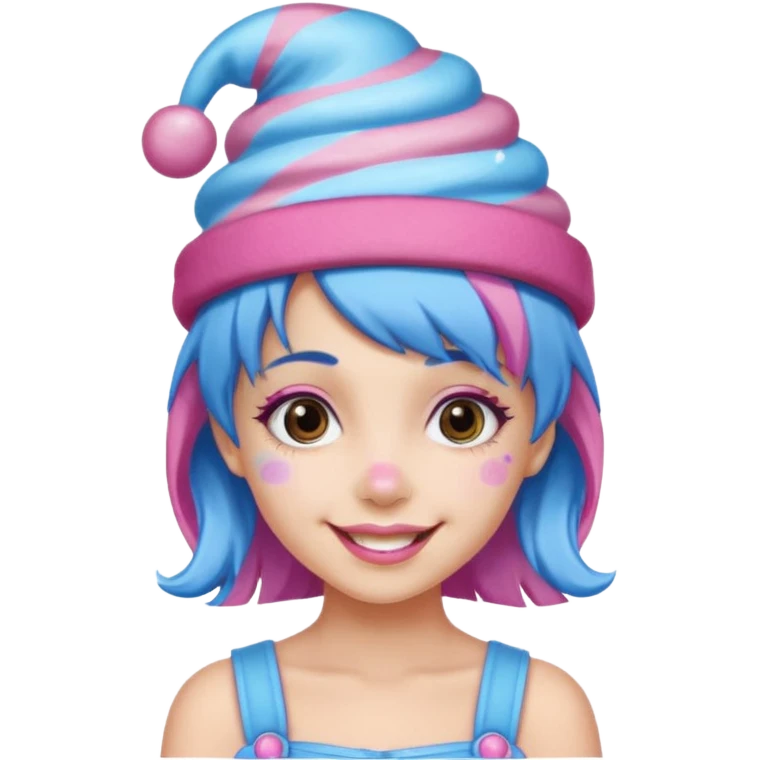 candy hatted girl from candyland blue pink mixed hair emoji