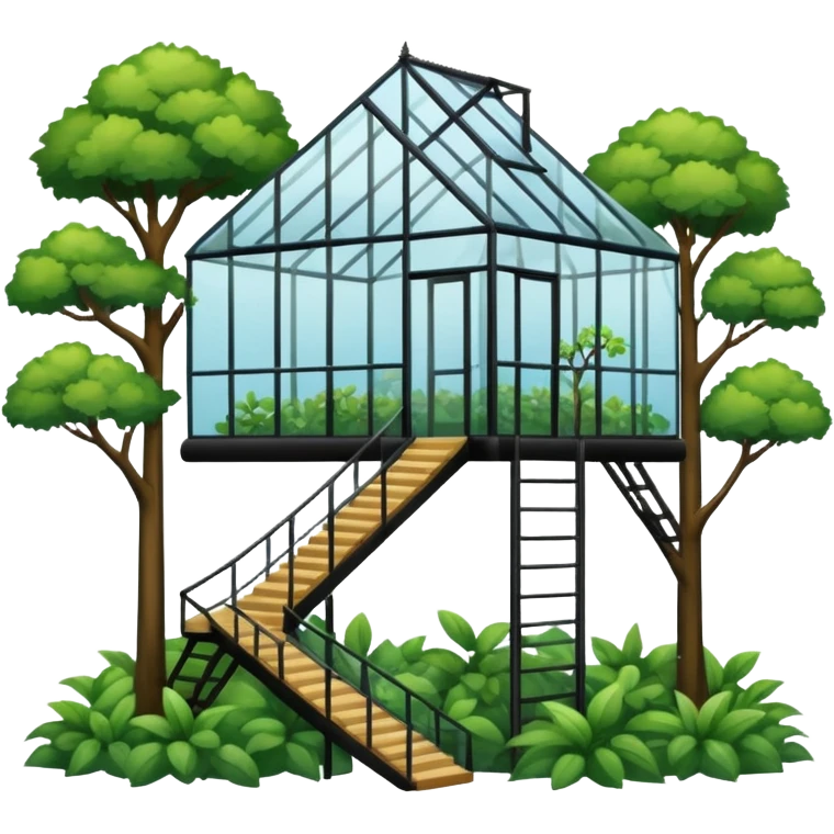 a big glasshouse and a treetop walkway. emoji