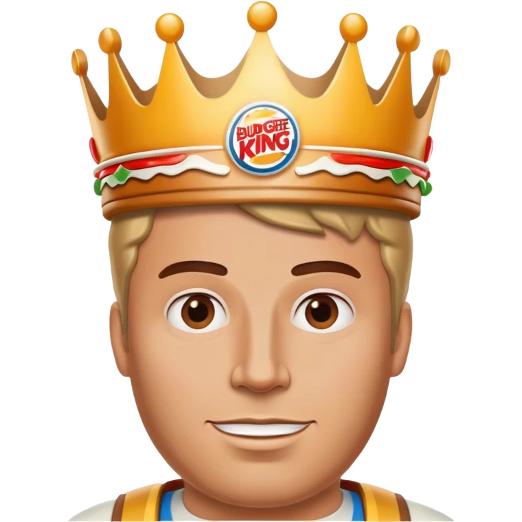 White man with a Burger King crown on  emoji