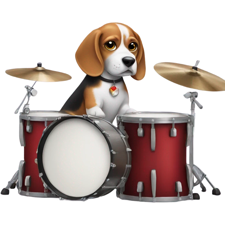 Beagle playing drums emoji