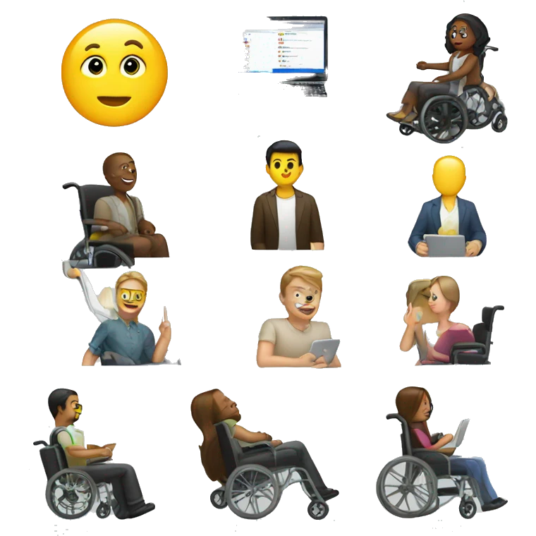 People accessibility with laptop and wheelchair emoji