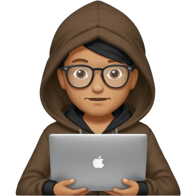pirate standing with a laptop, glasses and hoodie, fun and quirky emoji