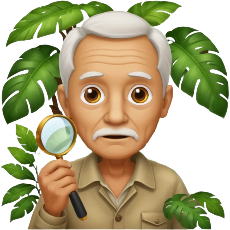 an old with jungle and magnifying glass emoji