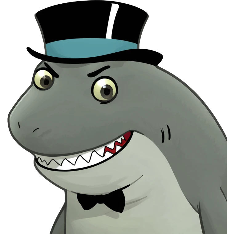 Shark with a top hat emoji