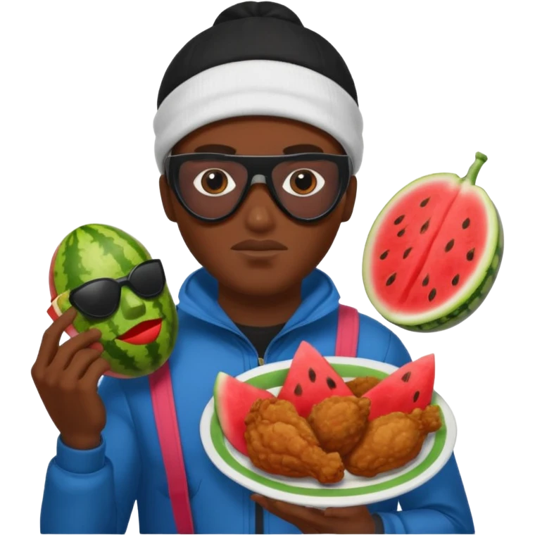 black guy, thug, ski mask, stealing, fried chicken and watermelon emoji