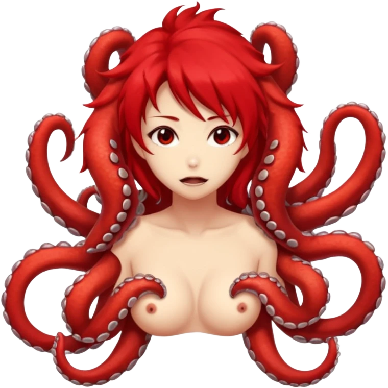 Furry pelage rouge femelle poitrine moyenne très sexy hentai tentacule qui la viole emoji