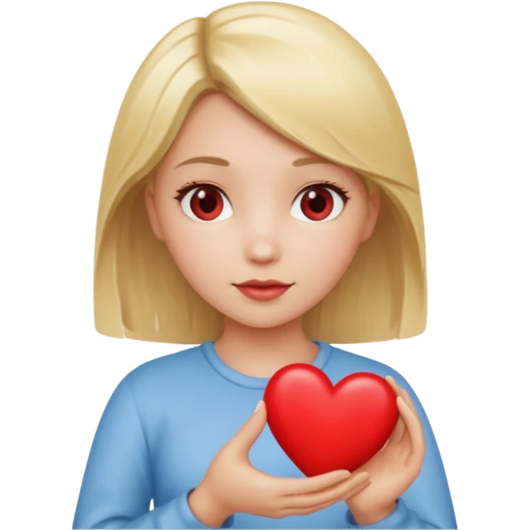 prayer girl blond hair red heart in her hands emoji